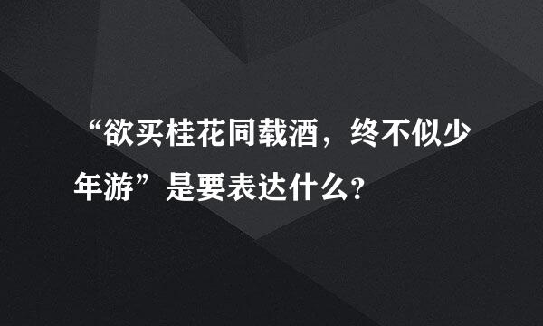 “欲买桂花同载酒，终不似少年游”是要表达什么？