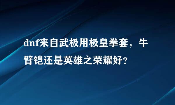 dnf来自武极用极皇拳套，牛臂铠还是英雄之荣耀好？