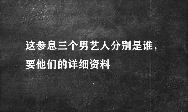 这参息三个男艺人分别是谁，要他们的详细资料