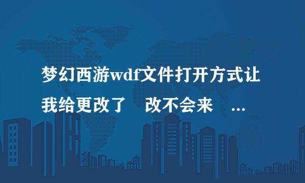 梦幻西游wdf文件打开方式让我给更改了 改不会来 求高手解答