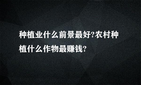 种植业什么前景最好?农村种植什么作物最赚钱?