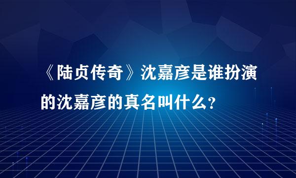 《陆贞传奇》沈嘉彦是谁扮演的沈嘉彦的真名叫什么？