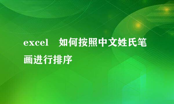 excel 如何按照中文姓氏笔画进行排序