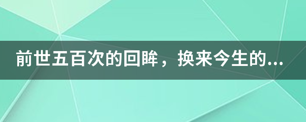 前世五百次的回眸，换来今生的擦肩而过。。这一句话出自哪里