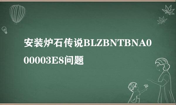 安装炉石传说BLZBNTBNA000003E8问题