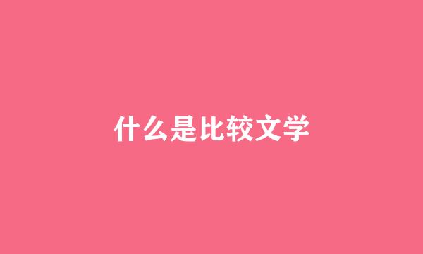 什么是比较文学