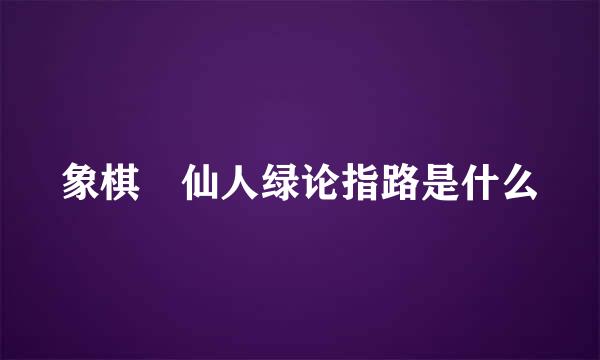 象棋 仙人绿论指路是什么