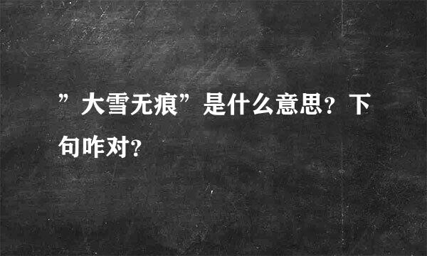 ”大雪无痕”是什么意思？下句咋对？