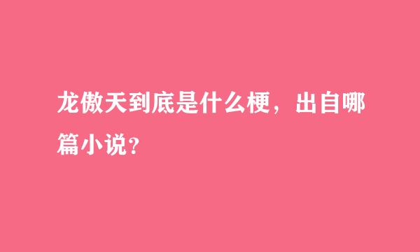 龙傲天到底是什么梗，出自哪篇小说？