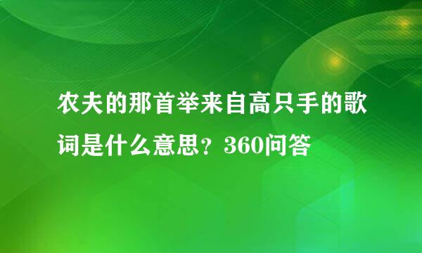 农夫的那首举来自高只手的歌词是什么意思？360问答