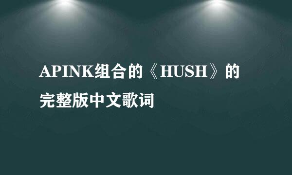 APINK组合的《HUSH》的完整版中文歌词