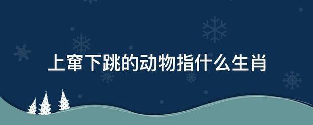 上窜下跳的动物指什么生肖