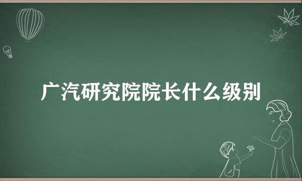 广汽研究院院长什么级别