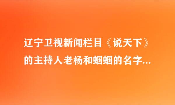 辽宁卫视新闻栏目《说天下》的主持人老杨和蝈蝈的名字是什么？有他们的简历么？