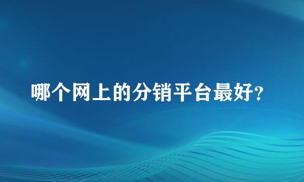 哪个网上的分销平台最好？