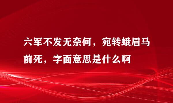 六军不发无奈何，宛转蛾眉马前死，字面意思是什么啊