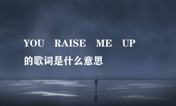 YOU RAISE ME UP 的歌词是什么意思