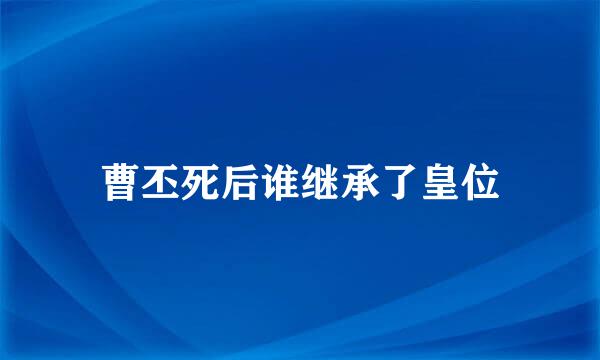 曹丕死后谁继承了皇位