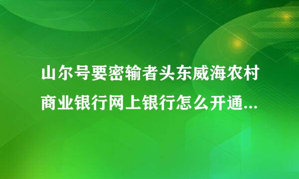 山尔号要密输者头东威海农村商业银行网上银行怎么开通支付宝？