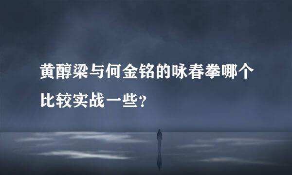 黄醇梁与何金铭的咏春拳哪个比较实战一些？