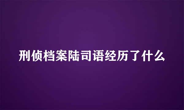 刑侦档案陆司语经历了什么