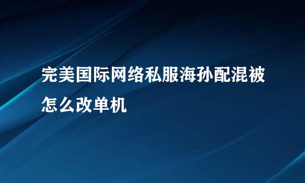 完美国际网络私服海孙配混被怎么改单机