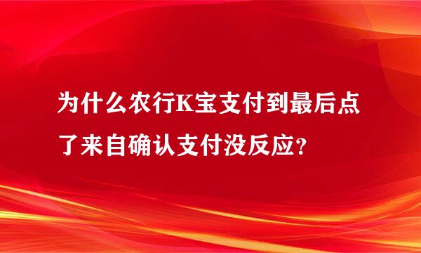 为什么农行K宝支付到最后点了来自确认支付没反应？