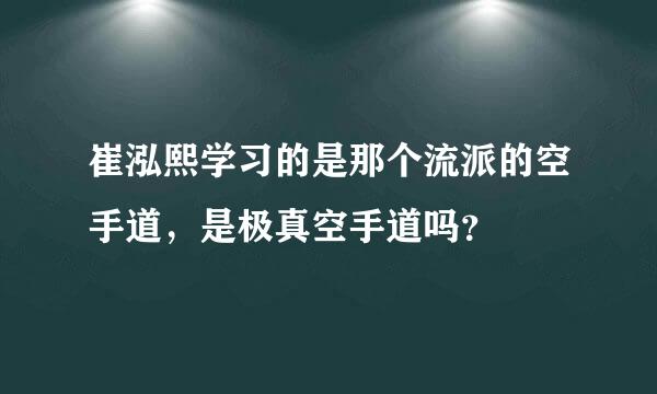 崔泓熙学习的是那个流派的空手道，是极真空手道吗？