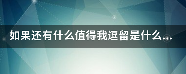 如果还有什么值得我逗留是什么歌曲的歌词？