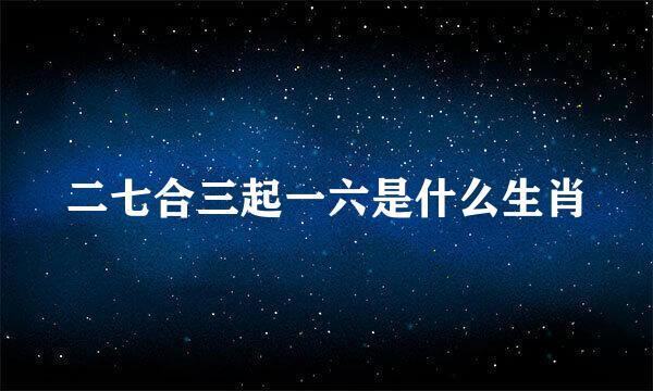 二七合三起一六是什么生肖