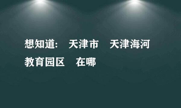 想知道: 天津市 天津海河教育园区 在哪