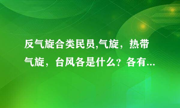 反气旋合类民员,气旋，热带气旋，台风各是什么？各有什么联系？