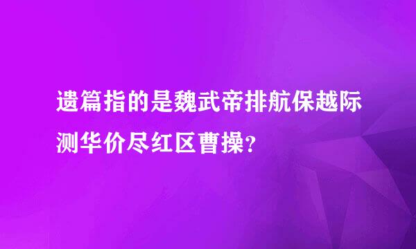 遗篇指的是魏武帝排航保越际测华价尽红区曹操？