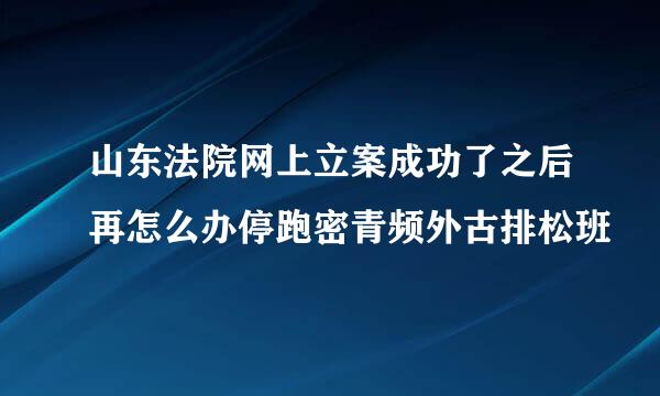 山东法院网上立案成功了之后再怎么办停跑密青频外古排松班