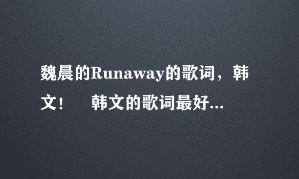 魏晨的Runaway的歌词，韩文！ 韩文的歌词最好写有读音。