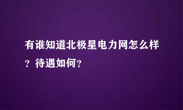 有谁知道北极星电力网怎么样？待遇如何？