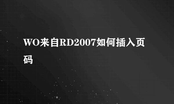 WO来自RD2007如何插入页码