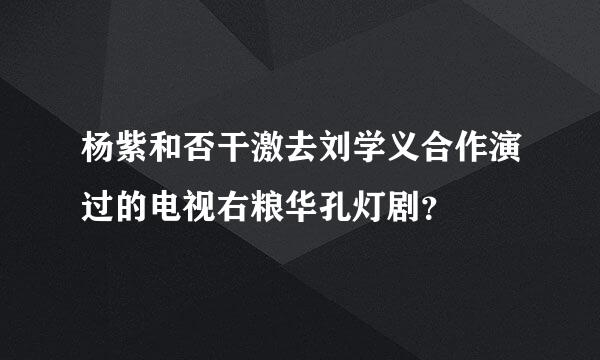 杨紫和否干激去刘学义合作演过的电视右粮华孔灯剧？