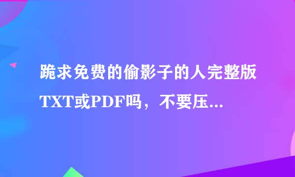 跪求免费的偷影子的人完整版TXT或PDF吗，不要压缩包，百度网盘谢谢!