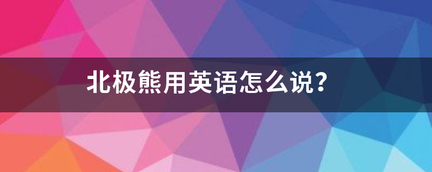 北极熊用英语怎么说？