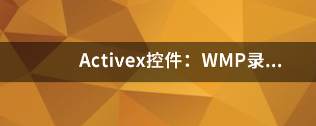 Activex控件：WMP录制组件是什么进展程序