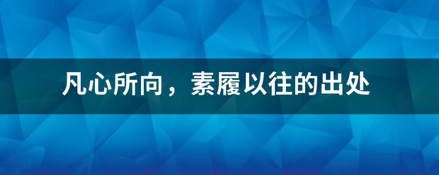 凡心所向，素履以往的出处