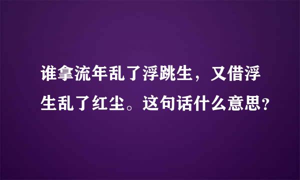 谁拿流年乱了浮跳生，又借浮生乱了红尘。这句话什么意思？