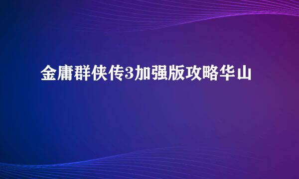 金庸群侠传3加强版攻略华山