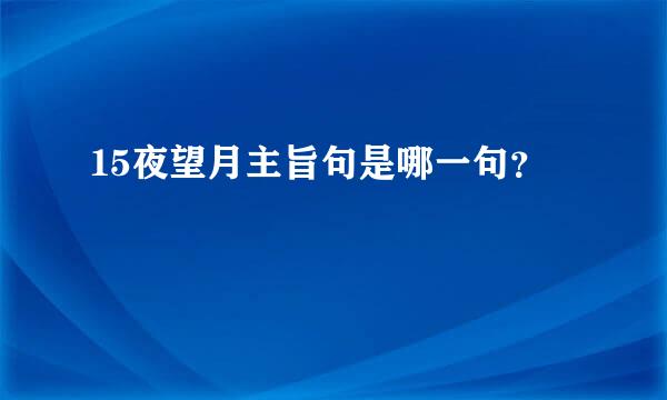 15夜望月主旨句是哪一句？