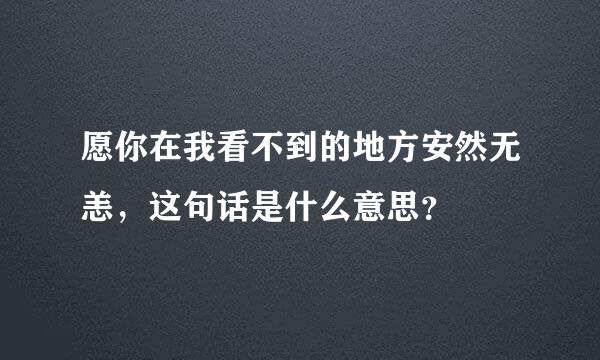 愿你在我看不到的地方安然无恙，这句话是什么意思？