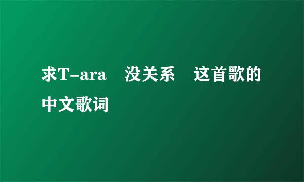 求T-ara 没关系 这首歌的中文歌词