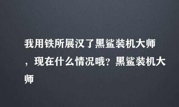 我用铁所展汉了黑鲨装机大师，现在什么情况哦？黑鲨装机大师