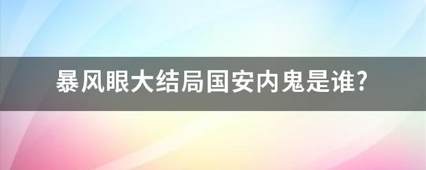 暴来自风眼大结局国安内鬼是谁?