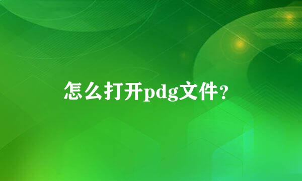 怎么打开pdg文件？